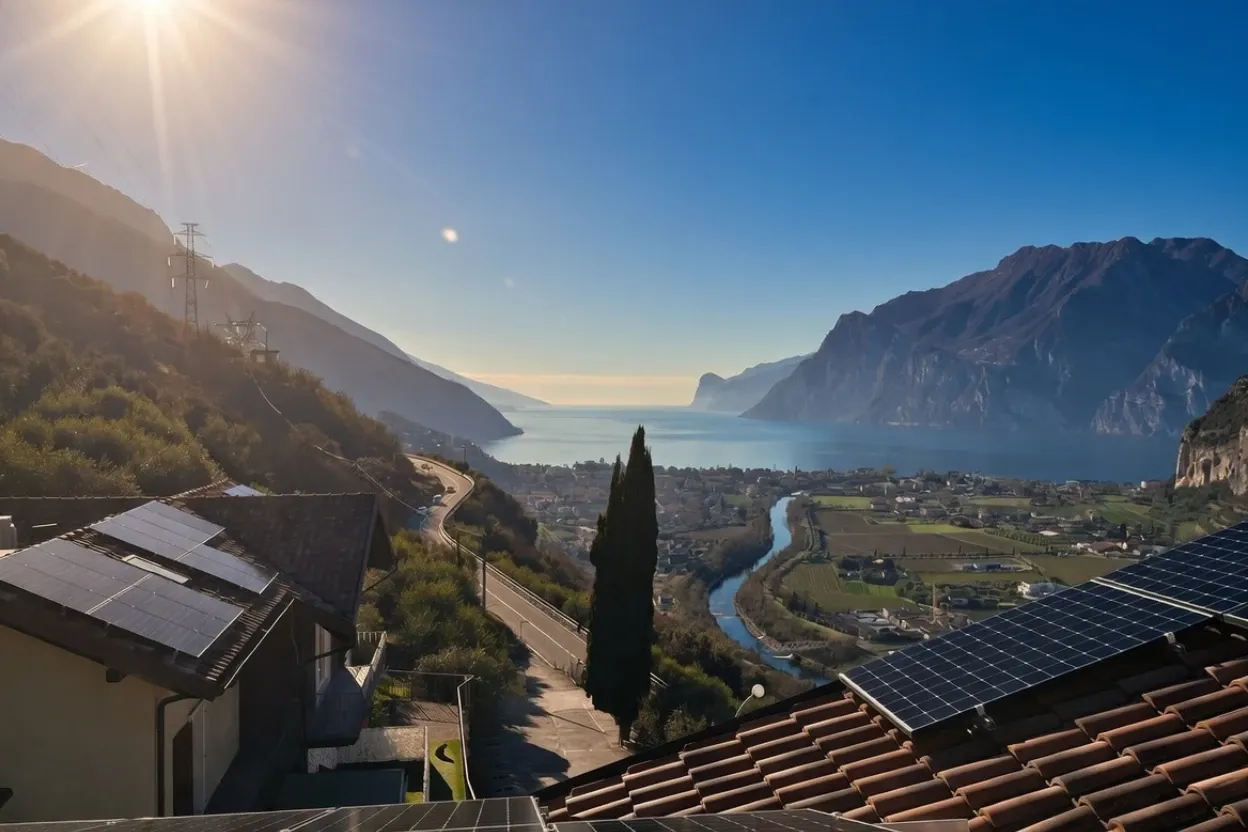 Il lago visto dalla Junior Suite, sopra i tetti dell'hotel
